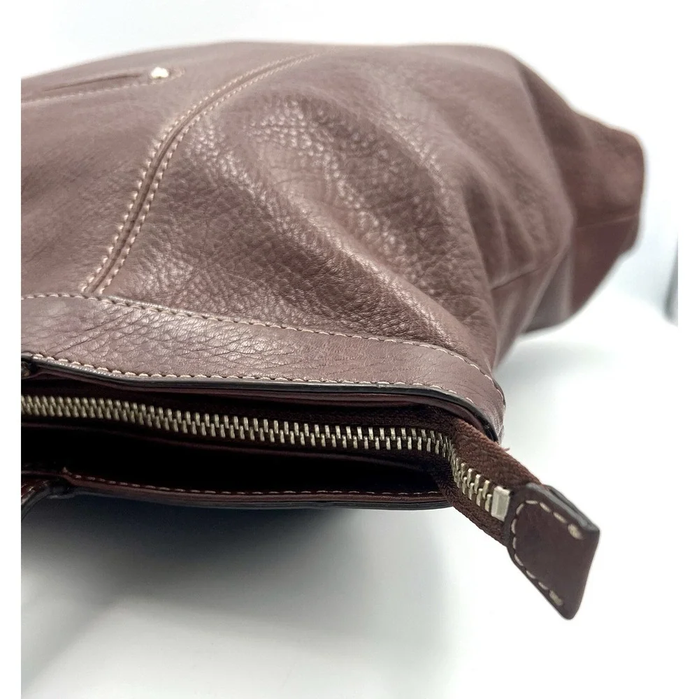 B. Makowsky Brown Leather Large Shoulder Handbag Purse‎ - Picture 14 of 16